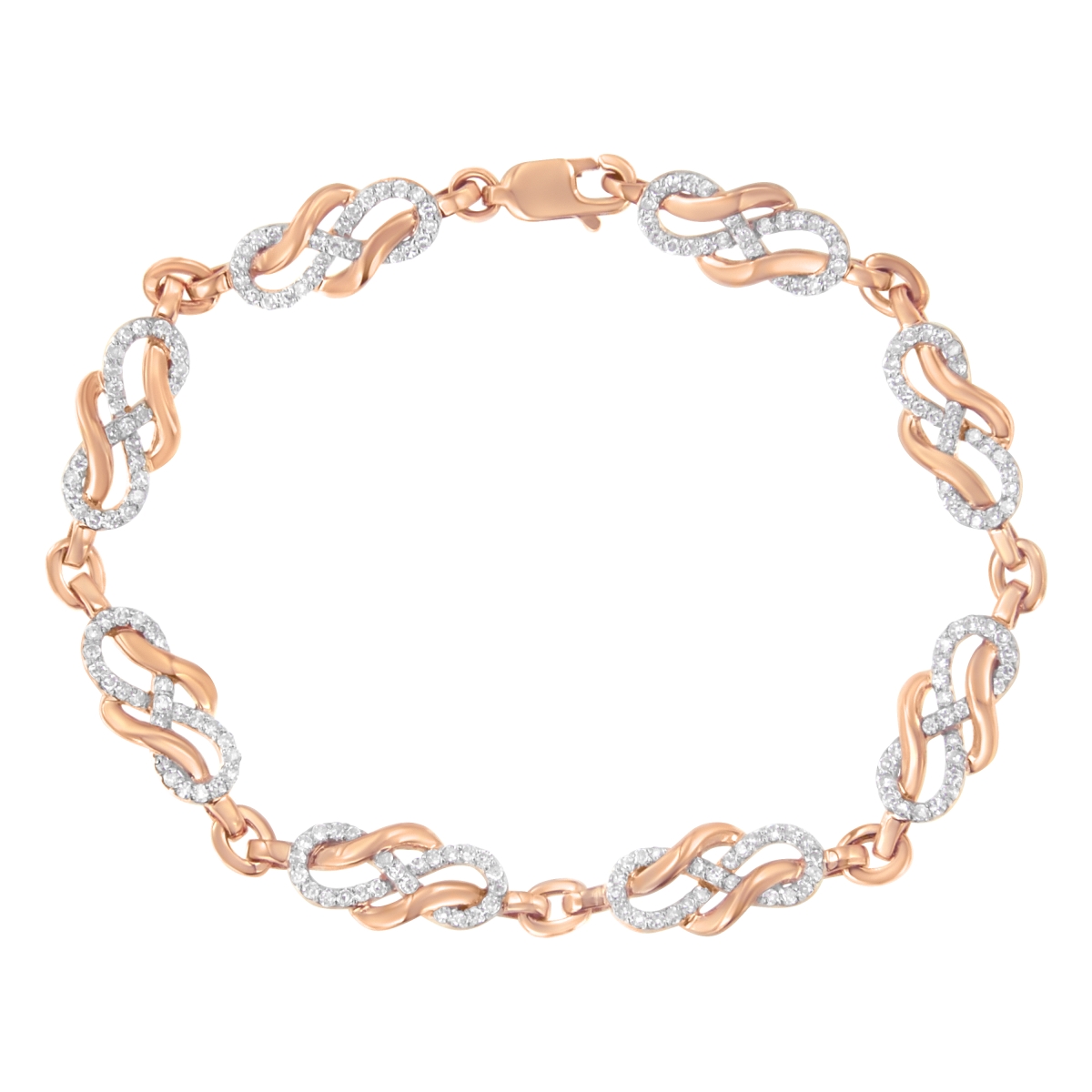 61-7786RDM 10K Rose Gold 1.0 CTTW Diamond Infinity Loop & Swirl Link Bracelet, I-J Color - I2-I3 Clarity - 7.25 in.