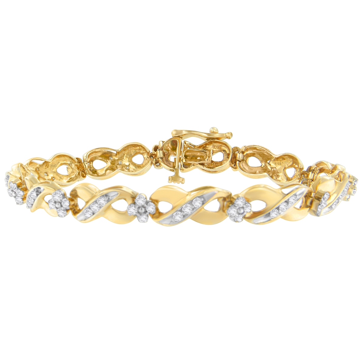 Picture of Infinite Jewels 64-5067TDM Two-Toned 14K Yellow Gold Round-Cut Diamond Infinite Love Bracelet&#44; 1.00 CTTW - I-J Color - I2-I3 Clarity