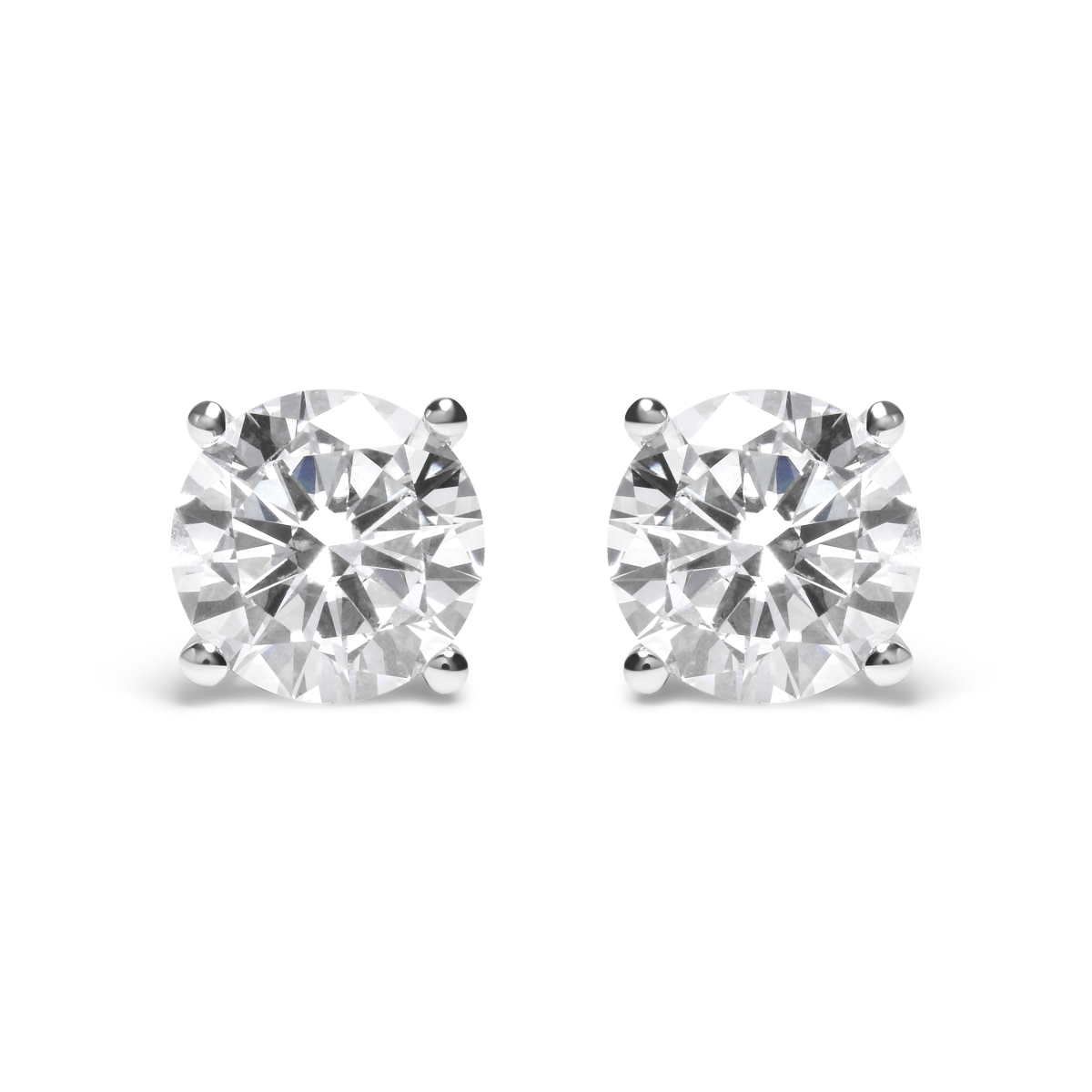 14K White Gold 4.00 CTTW Round Brilliant-Cut Lab Grown Diamond Classic 4-Prong Stud Earrings with Screw Backs, G-H Color - VS1-VS2 Clarity