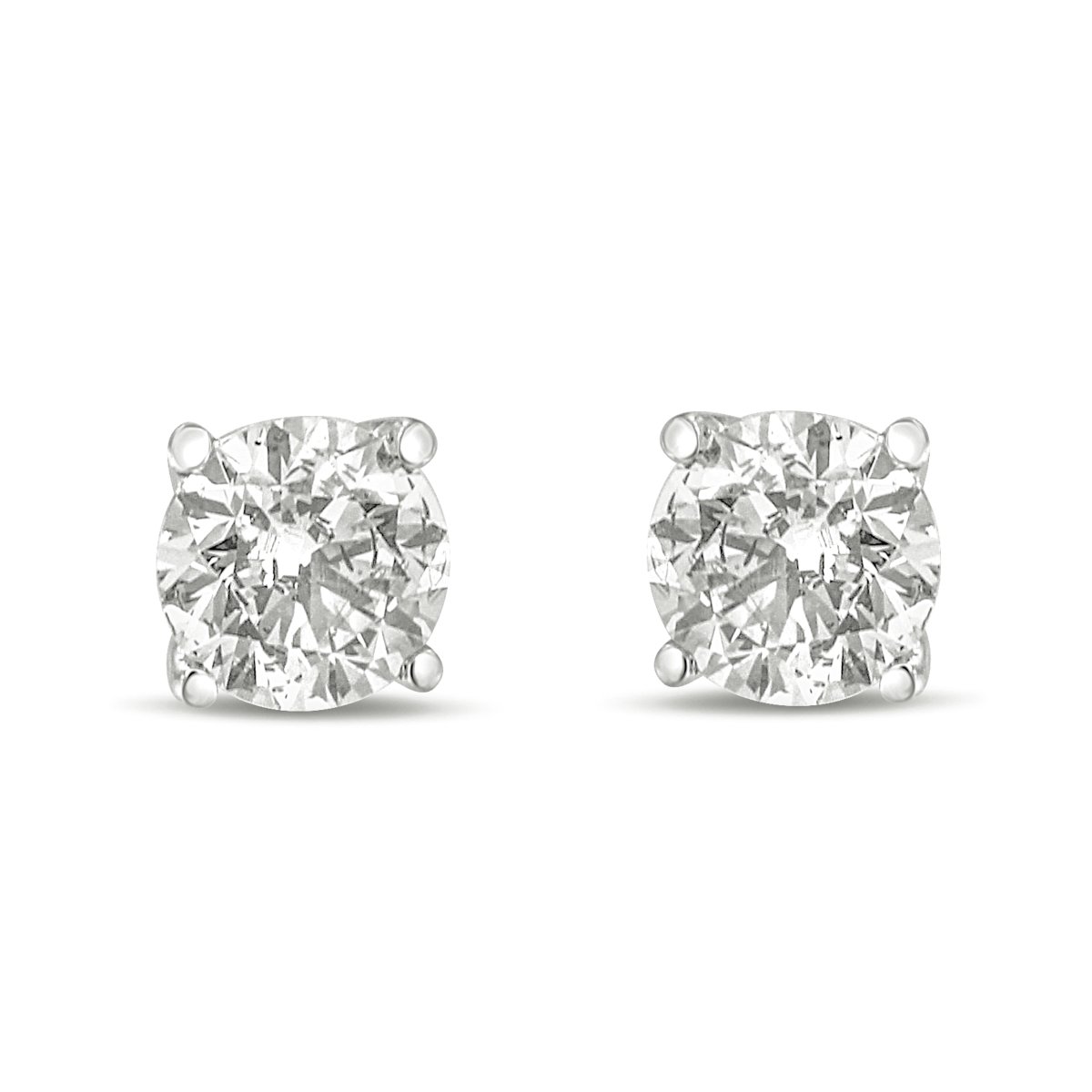 14K White Gold 1.0 CTTW Round Brilliant Cut Lab Grown White Diamond 4-Prong Classic Solitaire Stud Earrings, G-H Color - VS1-VS2 Clarity -  Infinite Jewels, 74-6009WLD