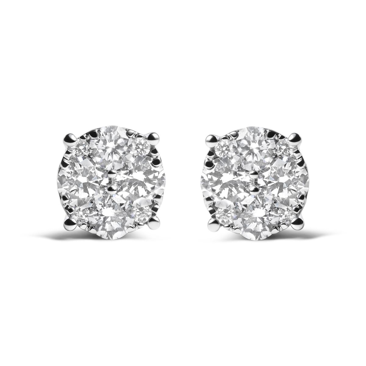 74-6017WLD 14K White Gold 2.00 CTTW Lab Grown Diamond Cluster Stud Earrings, G-H Color - VS1-VS2 Clarity