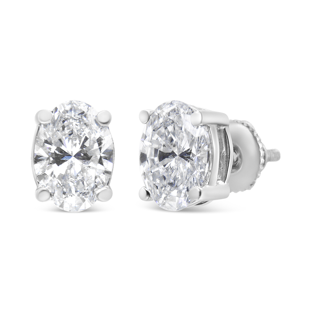 74-6042WLD 14K White Gold 1.00 CTTW Lab Grown Oval Solitaire Diamond Stud Earrings, F-G Color - VS2-SI1 Clarity
