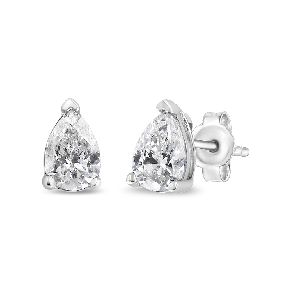 74-6121WLD 14K White Gold 0.25 CTTW Pear Shape Solitaire Lab Grown Diamond Stud Earrings, F-G Color - VS2-SI1 Clarity