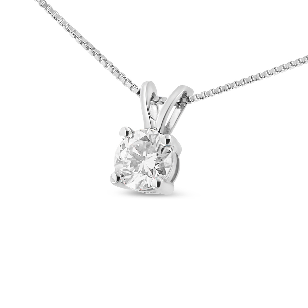 Picture of Infinite Jewels 84-8645WLD 14K White Gold 0.25 CTTW Round Cut Lab Grown White Diamond 4-Prong Solitaire Pendant Necklace&#44; F-G Color - VS2-SI1 Clarity - 18 in.