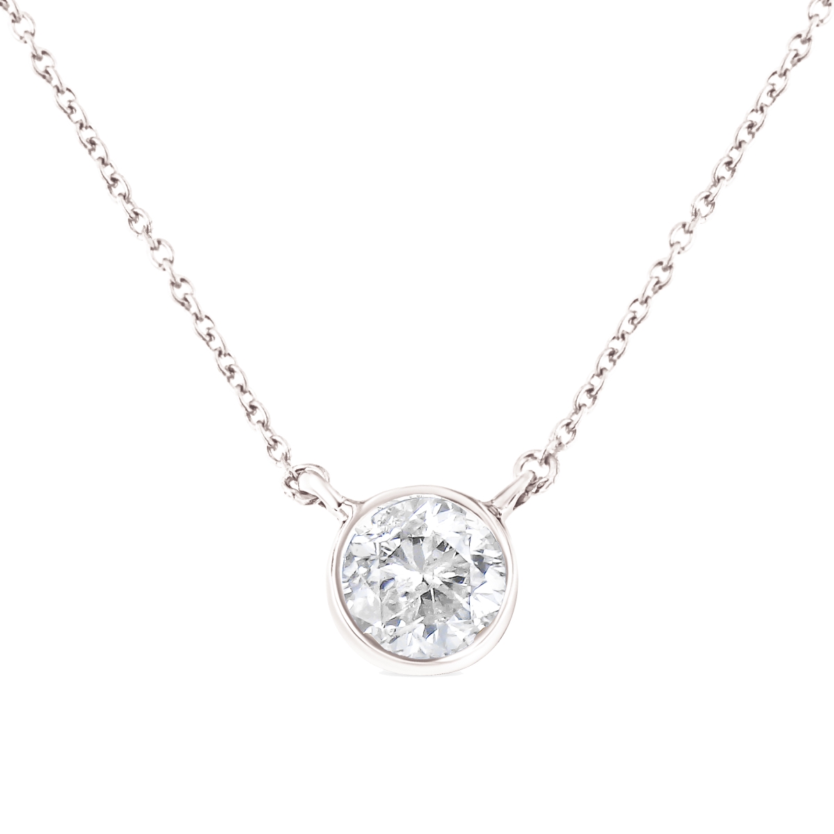 Picture of Infinite Jewels 90-2517WDM White .925 Sterling Silver 0.50 CTTW Diamond Bezel 18 in. Pendant Necklace&#44; I-J Color - I2-I3 Clarity