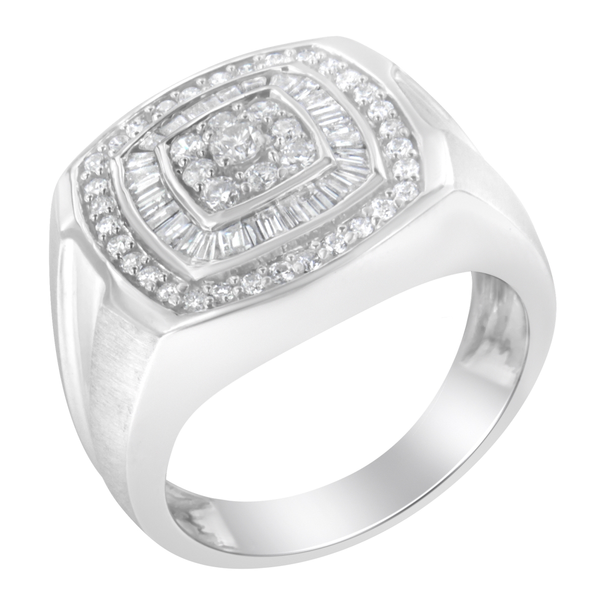 015746R105 14K White Gold Mens Diamond Band Ring, 1 CTTW - H-I Color - SI1-SI2 Clarity