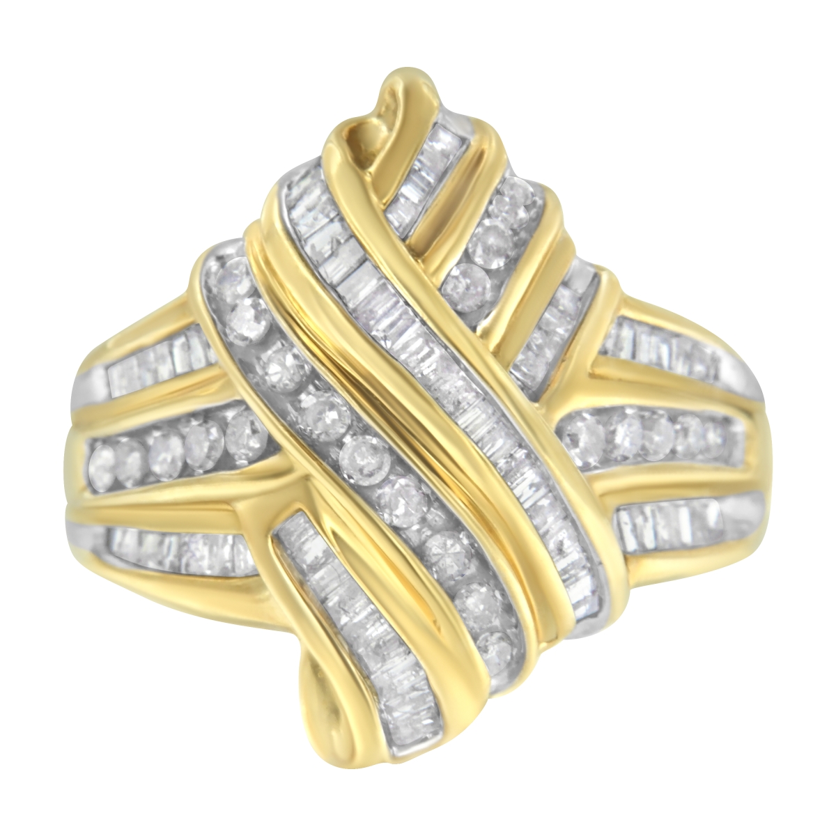 015760R650 10K Yellow Gold Diamond Bypass Ring, 1.0 CTTW - H-I Color - I2-I3 Clarity