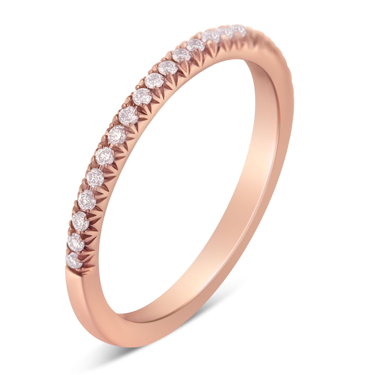 Picture of Infinite Jewels 016994R500 IGI Certified 0.25 CTTW Natural Pale Pink Diamond 14K Rose Gold Fancy V-Prong-Set Half-Eternity Band Ring&#44; S1-VS2 Clarity - Size 5