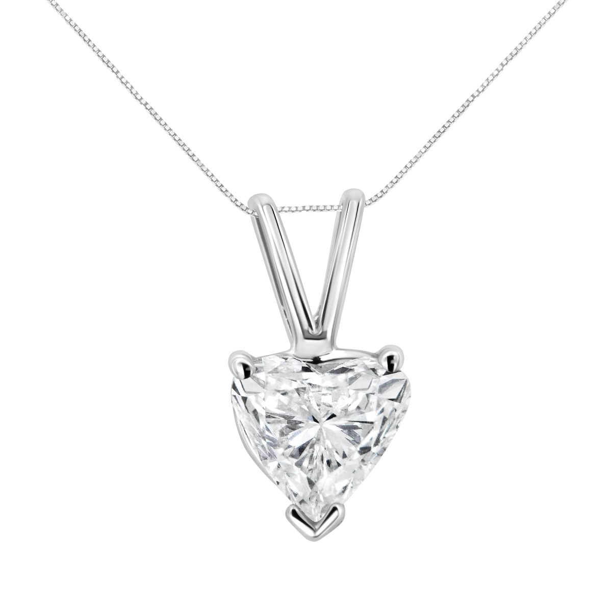 018702NWDM 14K White Gold 0.37 CTTW Heart-Shaped Diamond Classic Solitaire 18 in. Pendant Necklace, H-I Color - VS2-SI1 Clarity