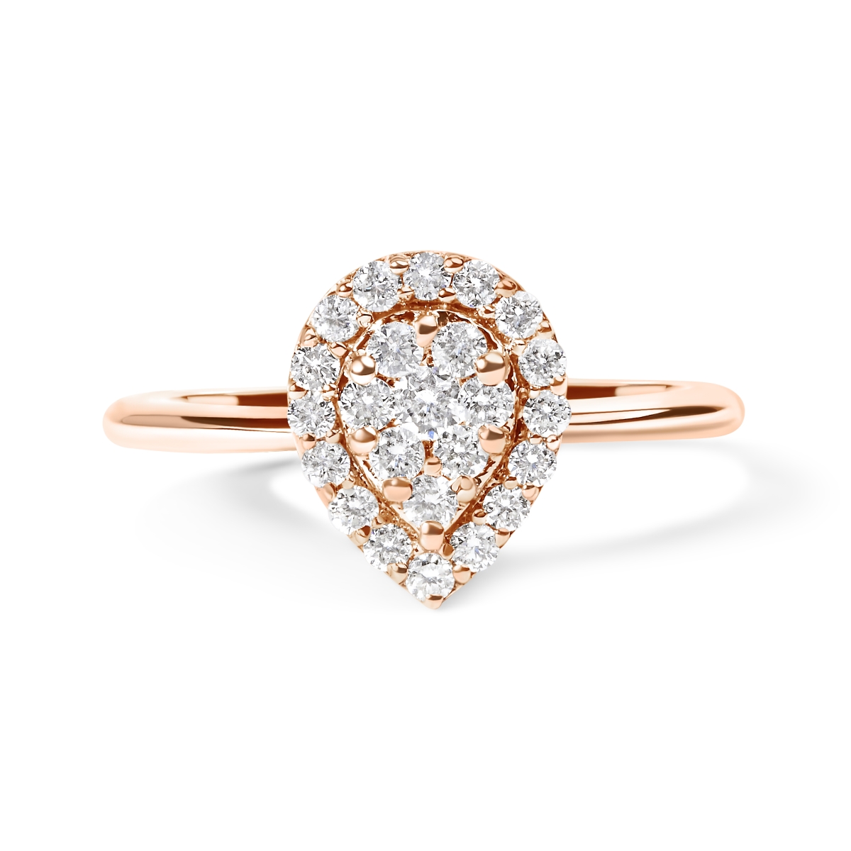 10K Rose Gold 0.37 CTTW Round-Cut Diamond Pear Promise Ring, I-J Color - I2-I3 Clarity - Size 8