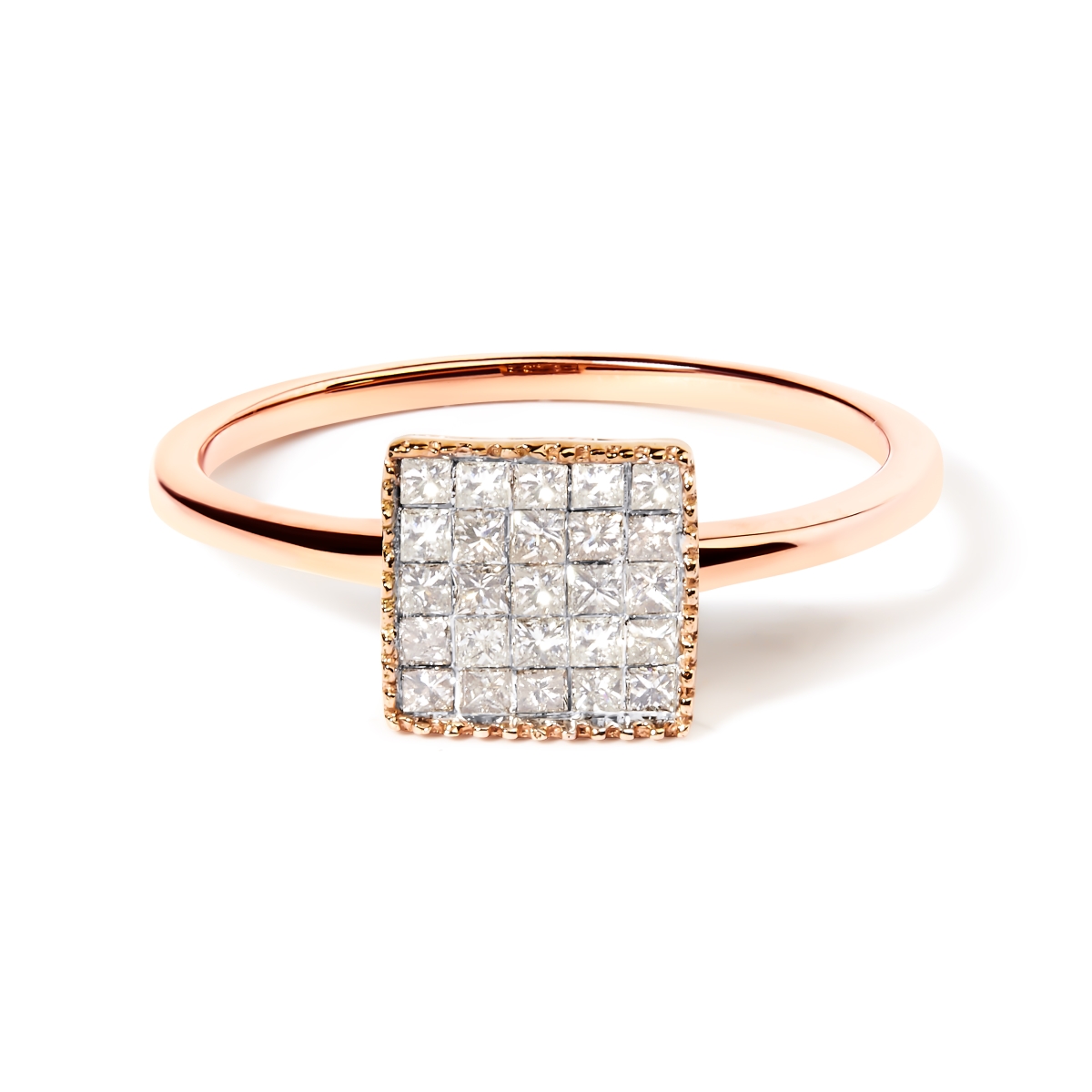 Picture of Infinite Jewels 020293R500 10K Rose Gold 0.33 CTTW Invisible Set Princess Cut Diamond Composite Square Shape Ring for Women&#44; H-I Color - I1-I2 Clarity - Size 5