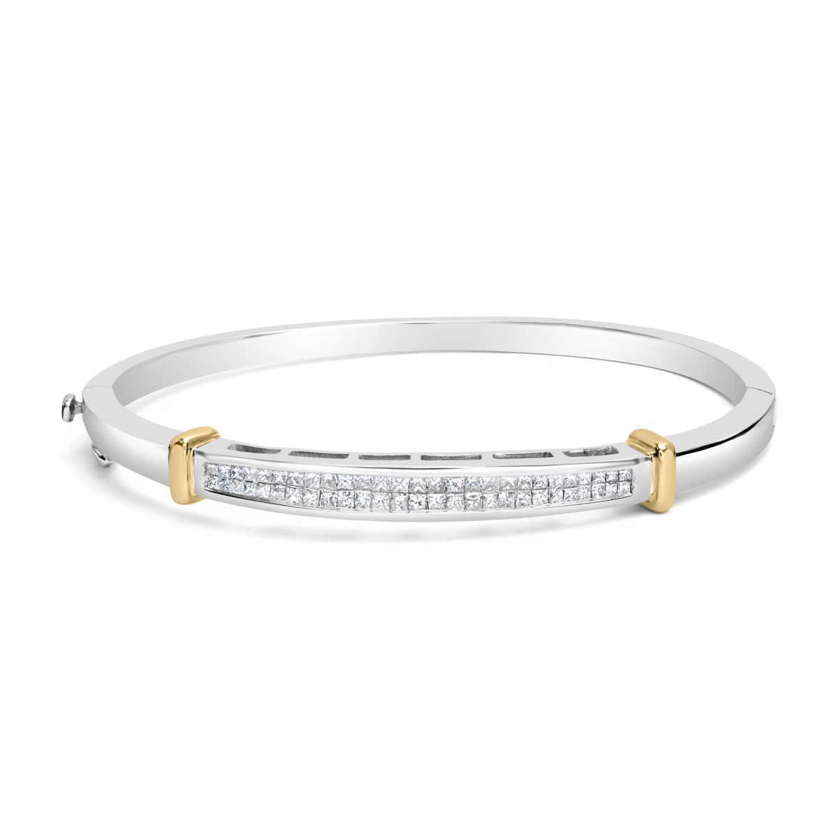 Picture of Infinite Jewels 04-1210TDM White & Yellow 14K Two-Toned Gold Princess Cut Diamond Fashion Bangle&#44; 1 CTTW - H-I Color - SI1-SI2 Clarity