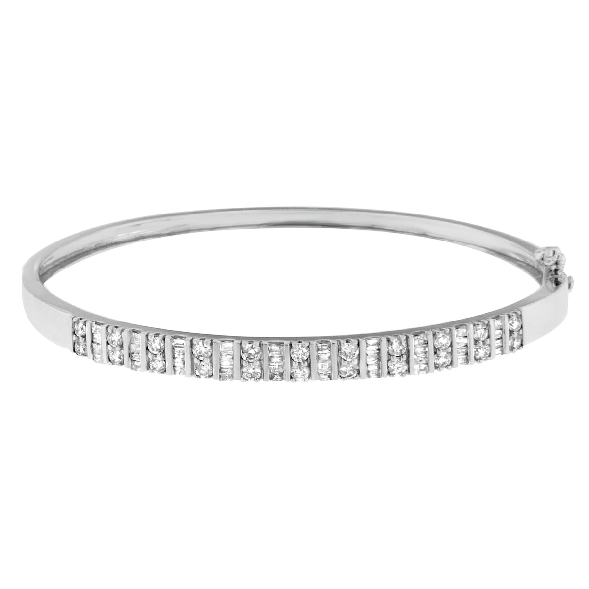 Picture of Infinite Jewels 04-2027WDM 14K White Gold Round & Baguette-cut Diamond Bangle&#44; 1 CTTW - H-I Color - SI2-I1 Clarity