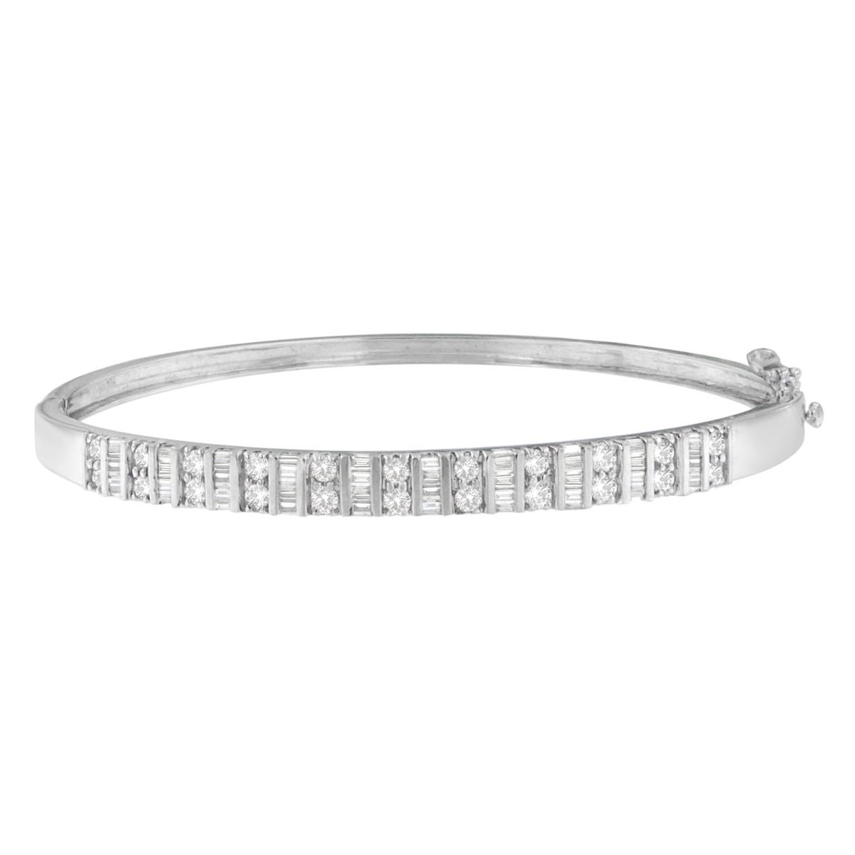 Picture of Infinite Jewels 04-2040WDM 14K White Gold Baguette & Round-Cut Diamonds Bangle&#44; 1.20 CTTW - H-I Color - I1-I2 Clarity
