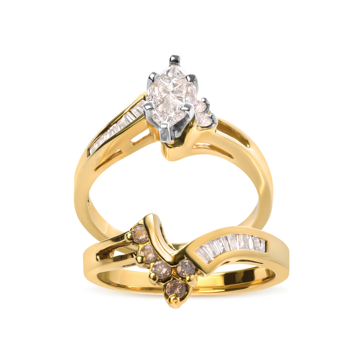 Picture of Infinite Jewels 44-1103TDM 14K Two Tone 0.75 CTTW Diamond Engagement Ring Set&#44; H-I Color - SI1-SI2 Clarity