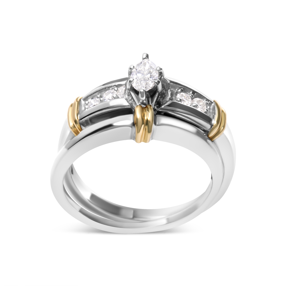 Picture of Infinite Jewels 44-1406TDM Two-Toned 14K Yellow & White Gold 0.33 CTTW Marquise Diamond Cocktail Engagement Ring Set&#44; H-I Color - SI1-SI2 Clarity - Size 7