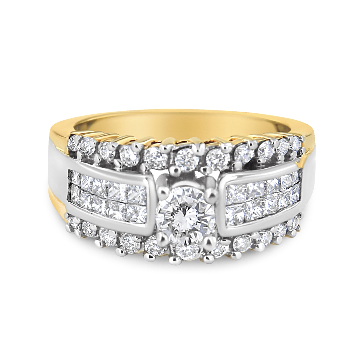Picture of Infinite Jewels 44-1926TDM Two-Toned 14K Yellow & White Gold 1.50 CTTW Round & Princess-Cut Diamond Band Ring&#44; H-I Color - SI2-I Clarity