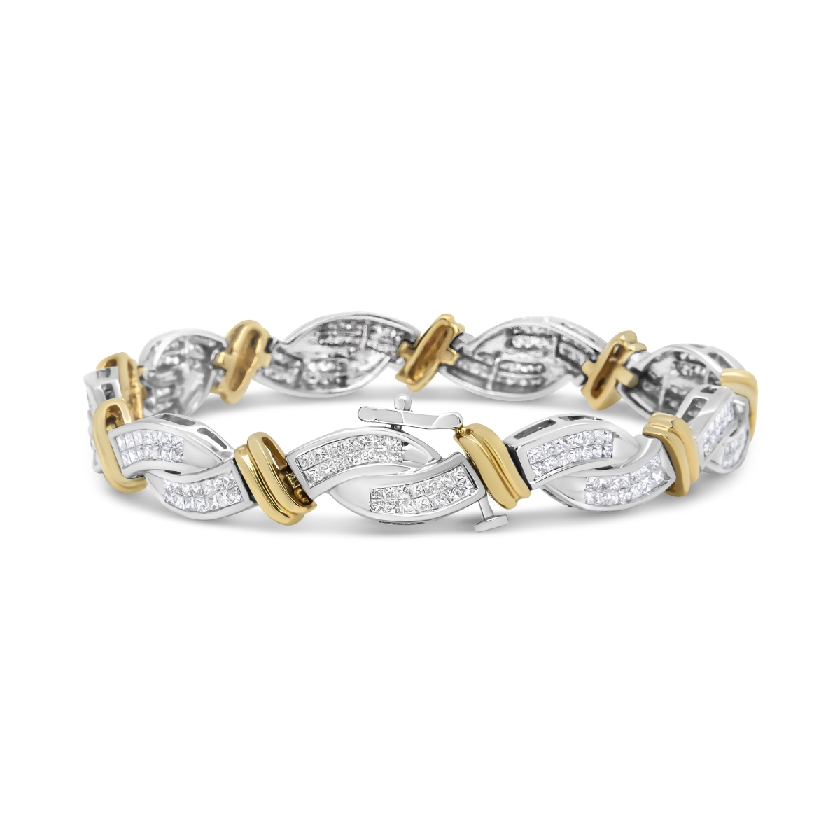 Picture of Infinite Jewels 64-6190TDM White & Yellow 14K Two-Toned Princess-cut Diamond Bracelet&#44; 4 CTTW - H-I Color - SI2-I1 Clarity