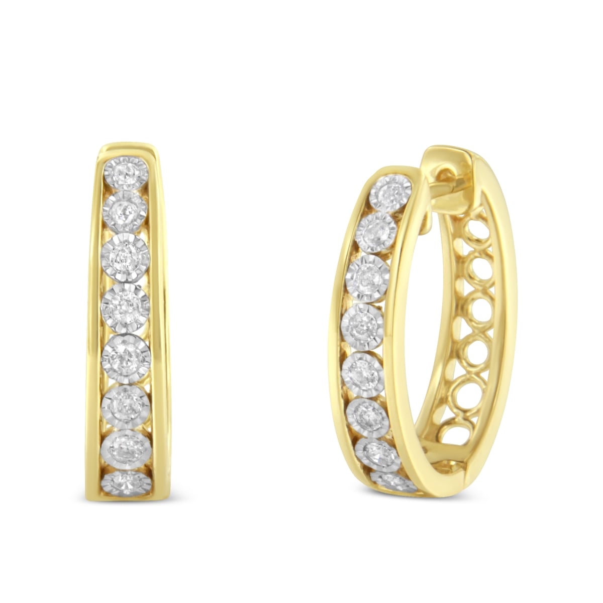 71-5739TDM Two-Toned 10KT Yellow & White Gold Diamond Hoop Earring, 0.50 CTTW - J-K Color - I2-I3 Clarity
