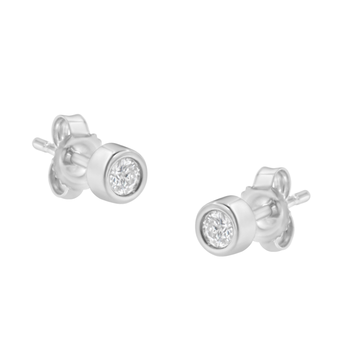 71-5830WDM 10K White Gold 0.15 CTTW Round Brilliant-Cut Near Colorless Diamond Bezel-Set Stud Earrings, H-I Color - I1-I2 Clarity