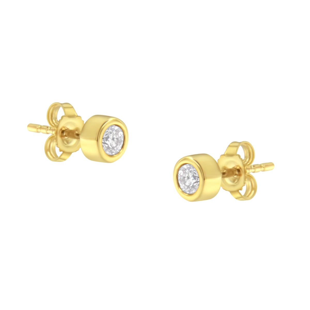 71-5832YDM 10K Yellow Gold 0.25 CTTW Round Brilliant-Cut Near Colorless Diamond Bezel-Set Stud Earrings, H-I Color - I1-I2 Clarity