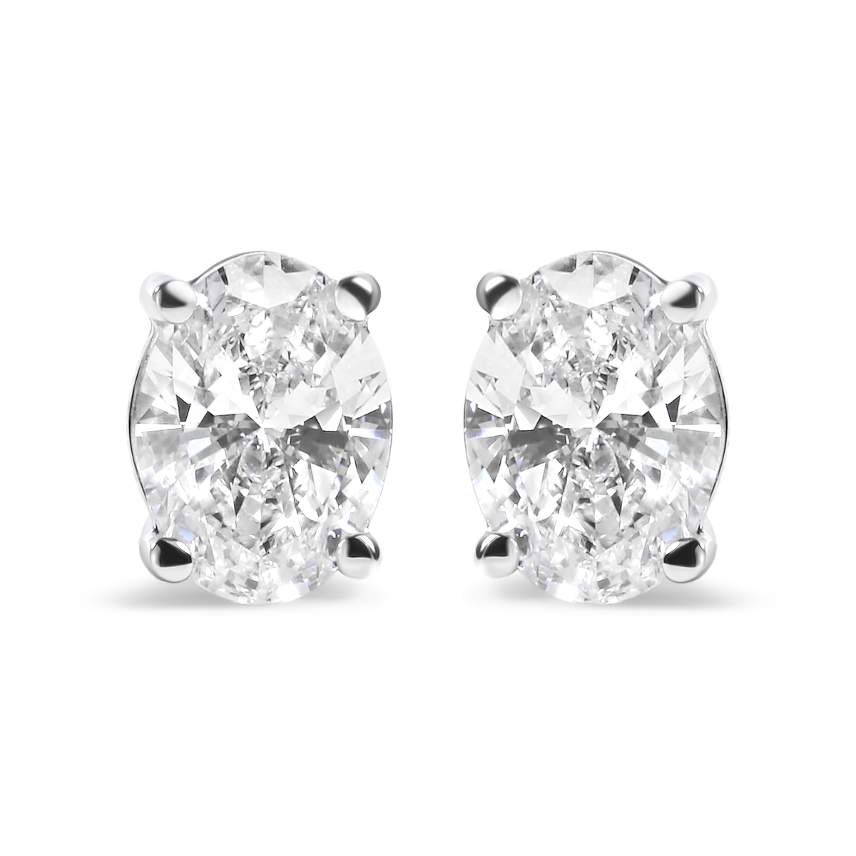 74-6165WLD 14K White Gold 0.75 CTTW Oval Shape Lab Grown Diamond Solitaire Stud Earrings, F-G Color - VS1-VS2 Clarity