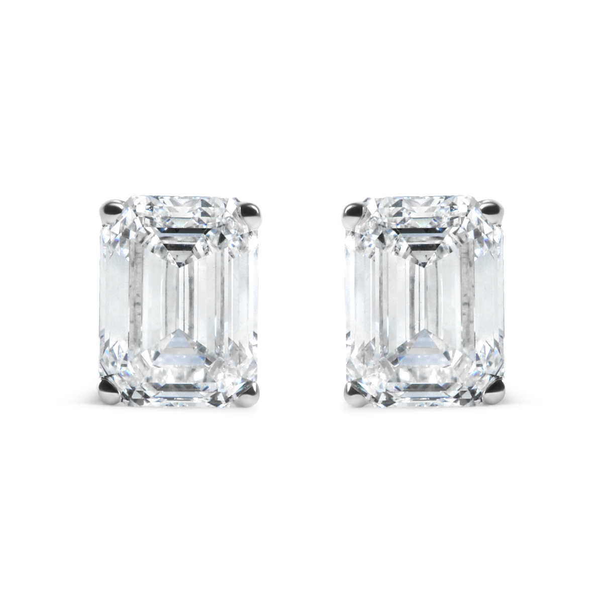 74-6172WLD 14K White Gold 2.0 CTTW Emerald Cut Lab Grown Diamond Solitaire Stud Earrings, G-H Color - VS1-VS2 Clarity