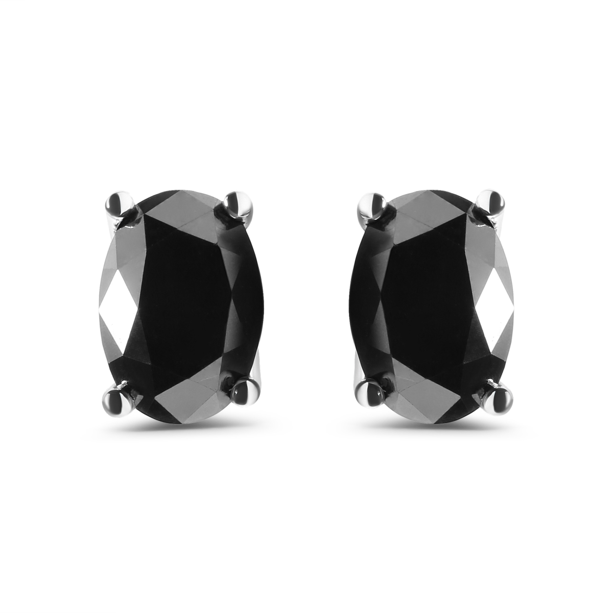 74-6178WBK 14K White Gold 3.00 CTTW Oval Cut Black Diamond Stud Earrings