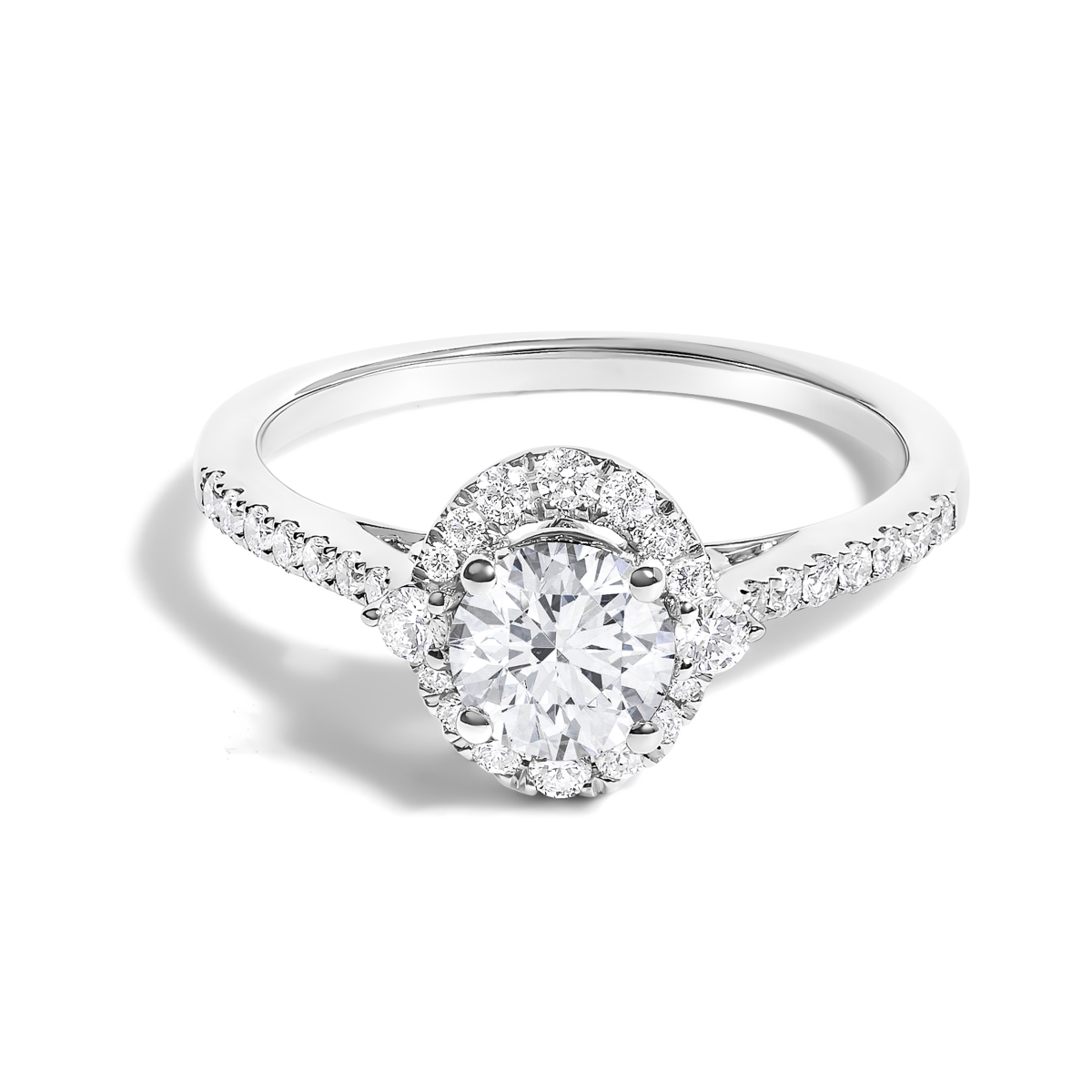 022751R600 14K 1CTTW Lab Grown Diamond Oval Shaped Halo Engagement Ring for Women - F-G Color, VS1-VS2 Clarity - Size 6 - White Gold
