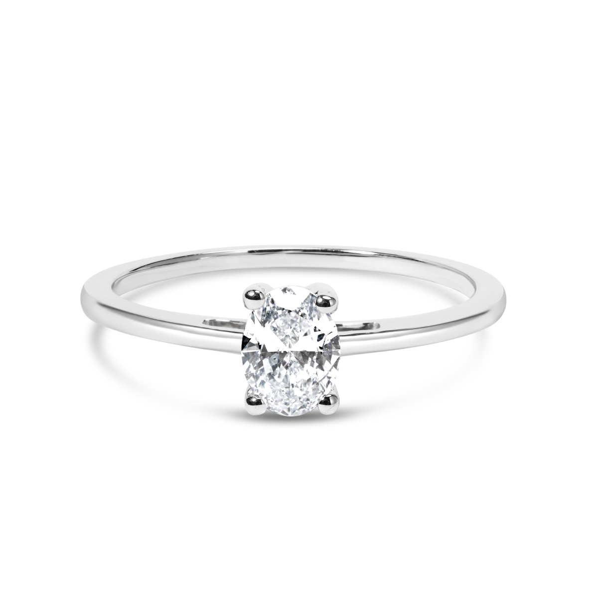 023026R800 14K White Gold 0.5 CTTW Oval Lab Grown Diamond 4 Prong Solitaire Engagement Ring - Size 8