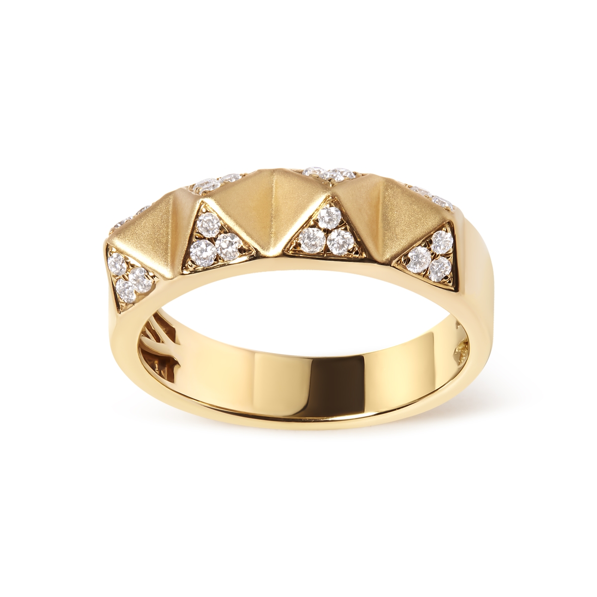 017439RANT 14K Yellow Gold 0.25 CTTW White Diamond Pyramid Band Ring for Women - Size 7