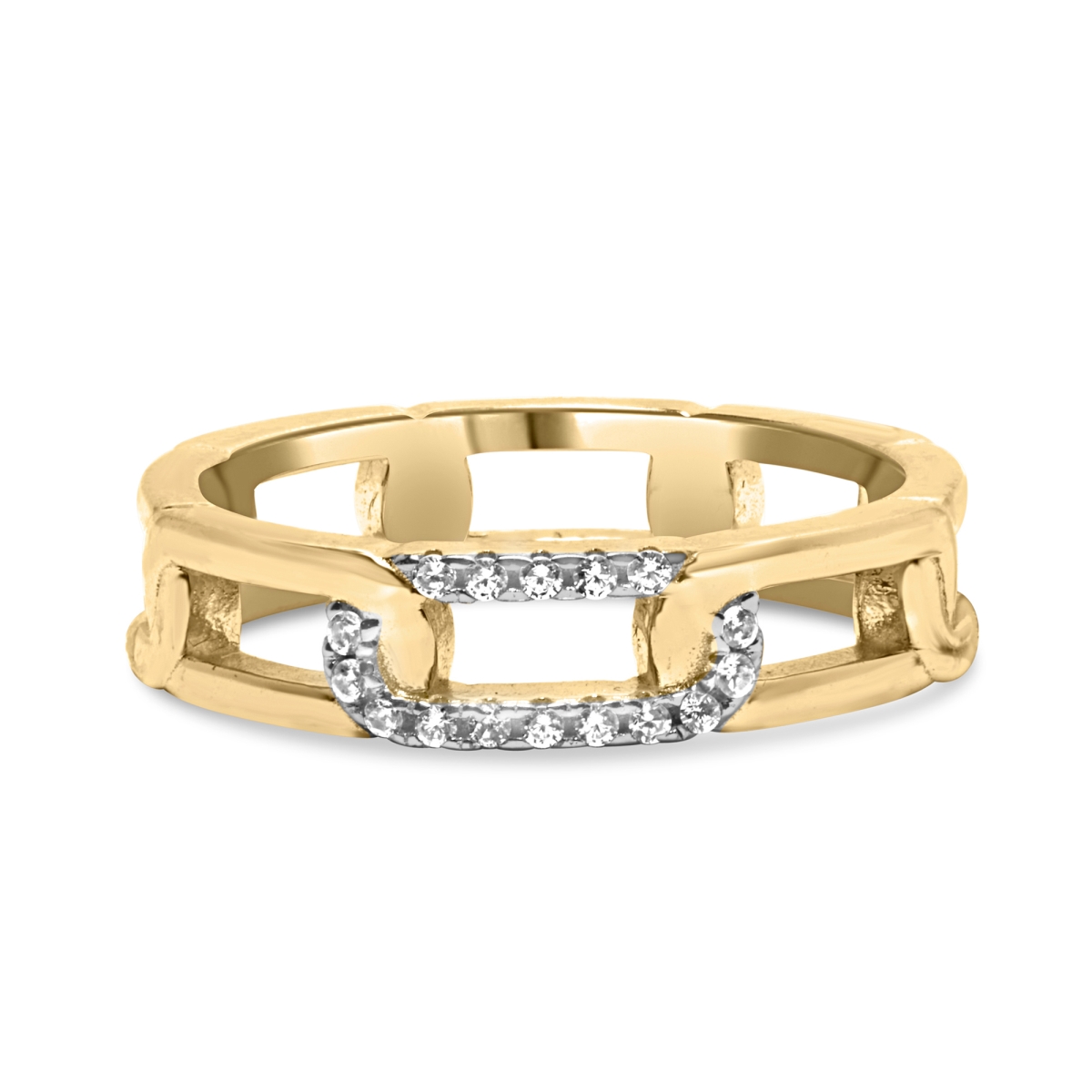 021059R700 10K Yellow Gold Diamond Accent Paperclip Band Ring for Women - Size 7