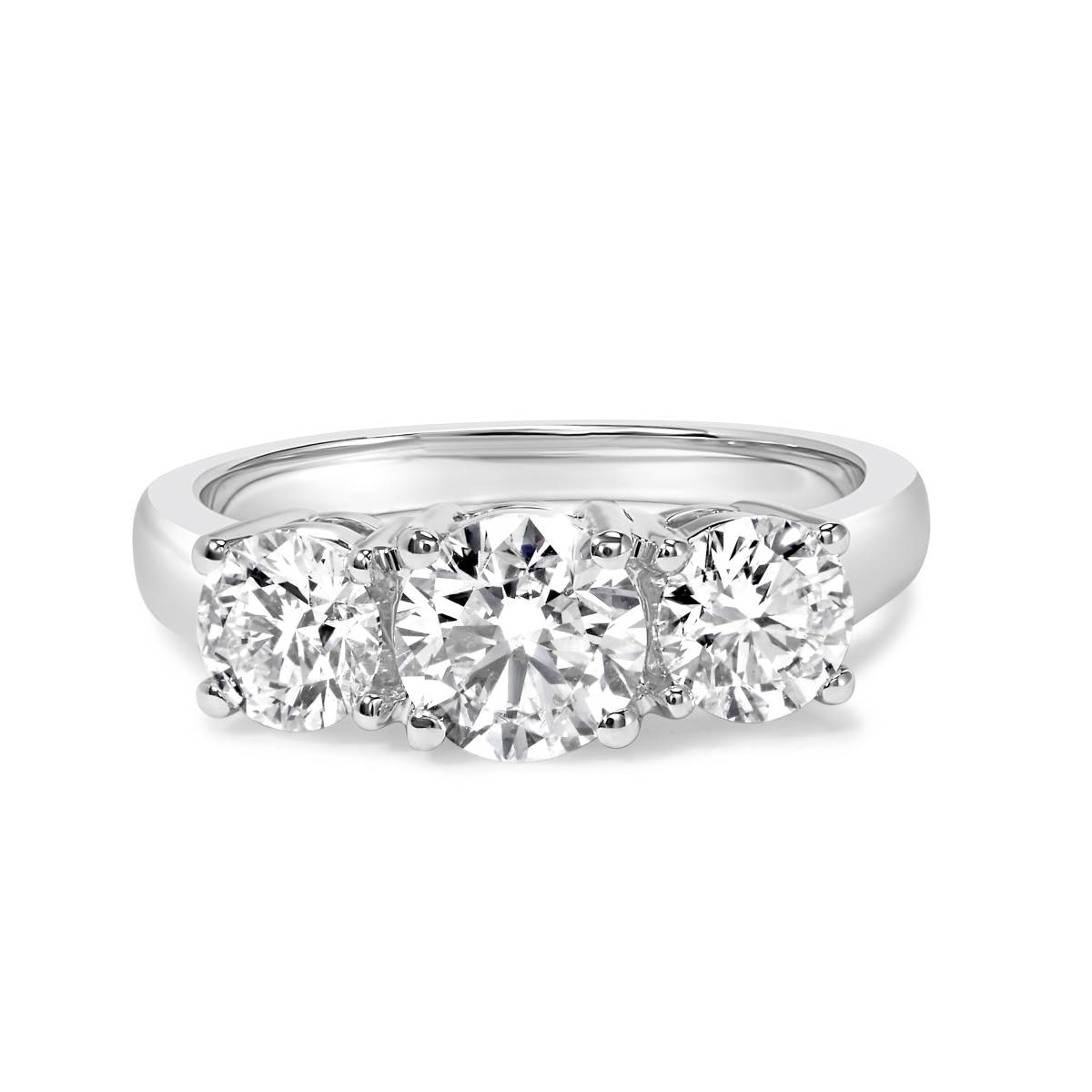 021410R700 14K White Gold 3.0 CTTW Lab Grown Diamond 3 Stone Band Ring for Women - Size 7