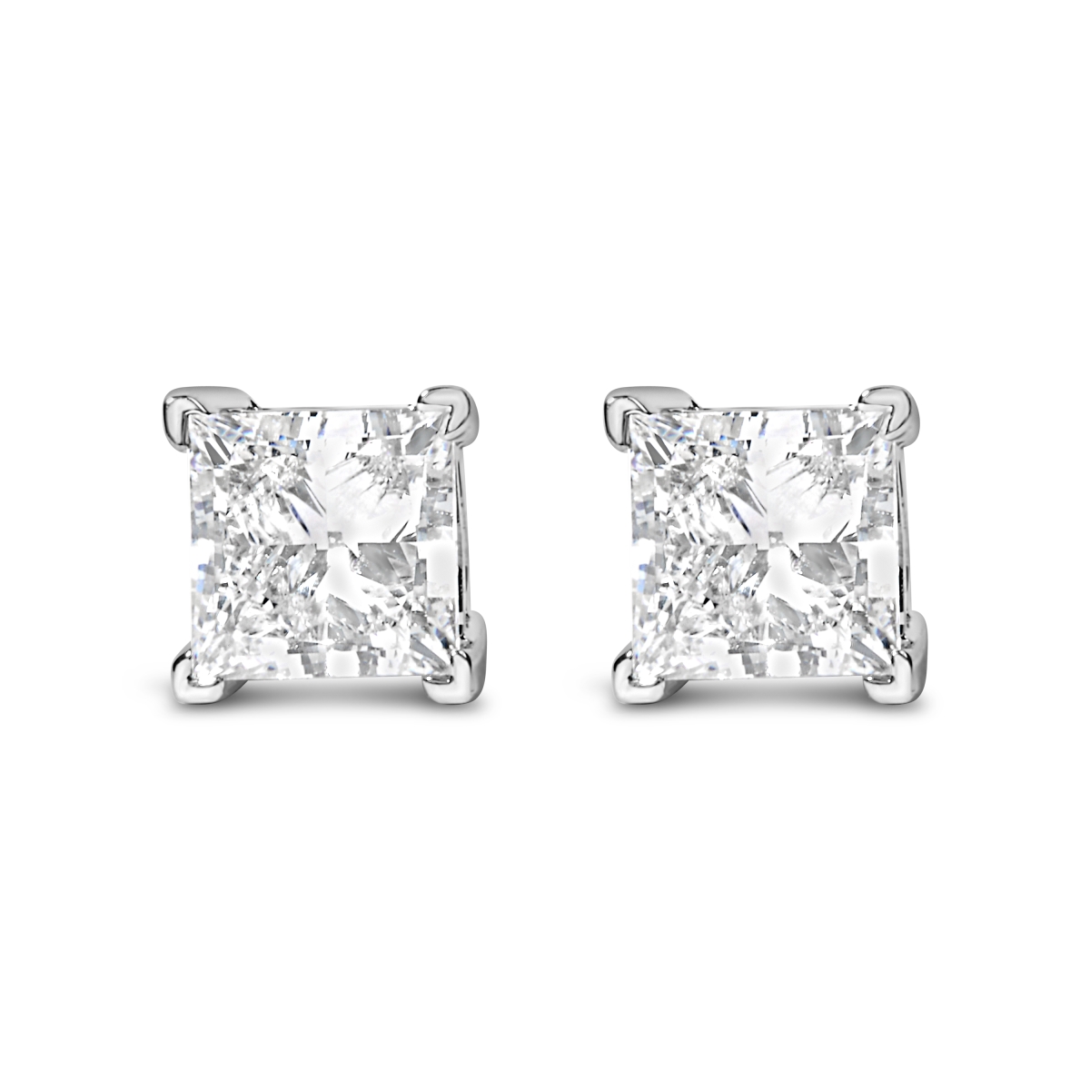74-3474WLD 14K White Gold 1.0 CTTW Princess Cut Lab Grown Diamond Solitaire Stud Earrings, F-G Color - VS2-SI1 Clarity - White