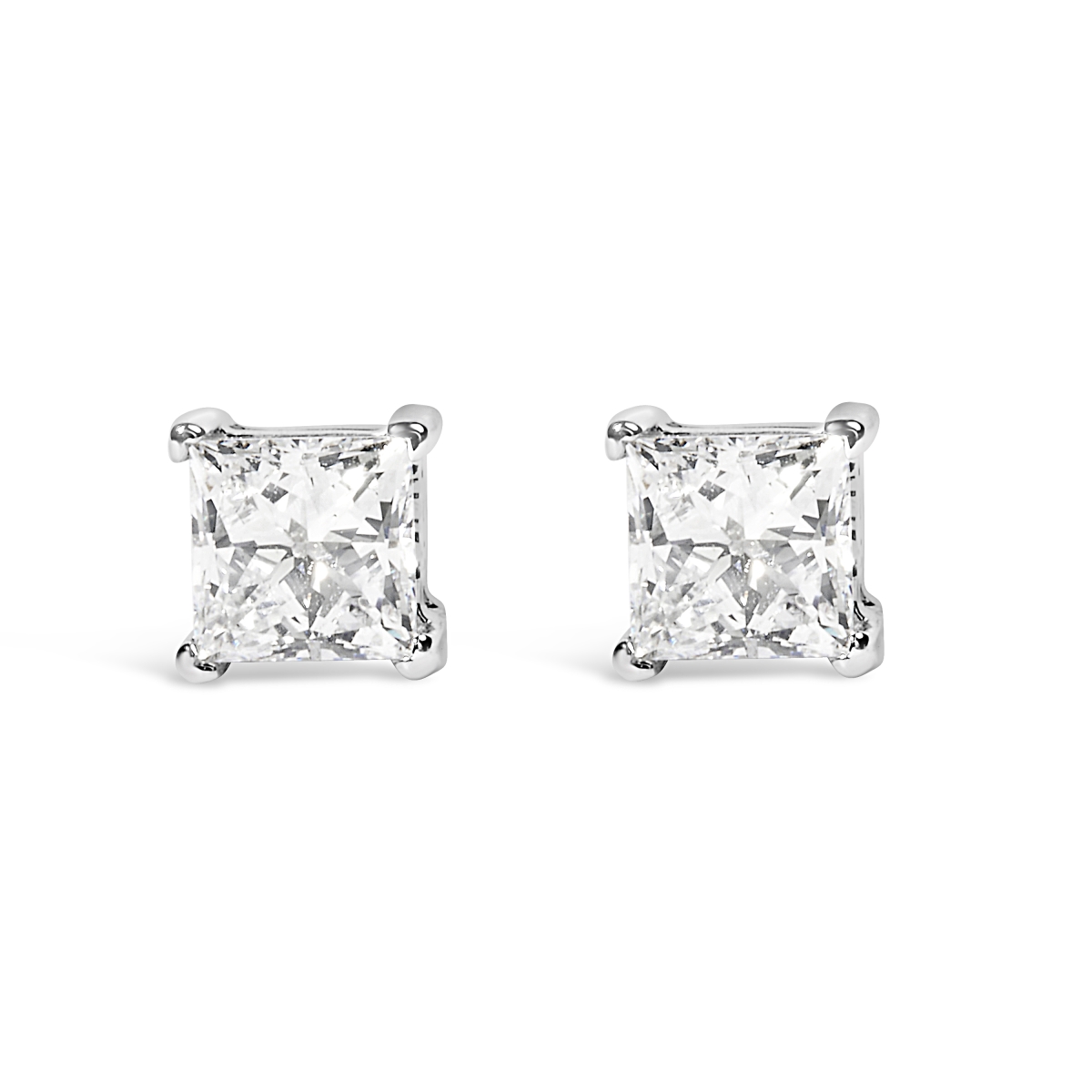 74-3962WLD 14K White Gold 0.75 CTTW Princess Cut Lab Grown Diamond Solitaire Stud Earrings, F-G Color - VS2-SI1 Clarity - White