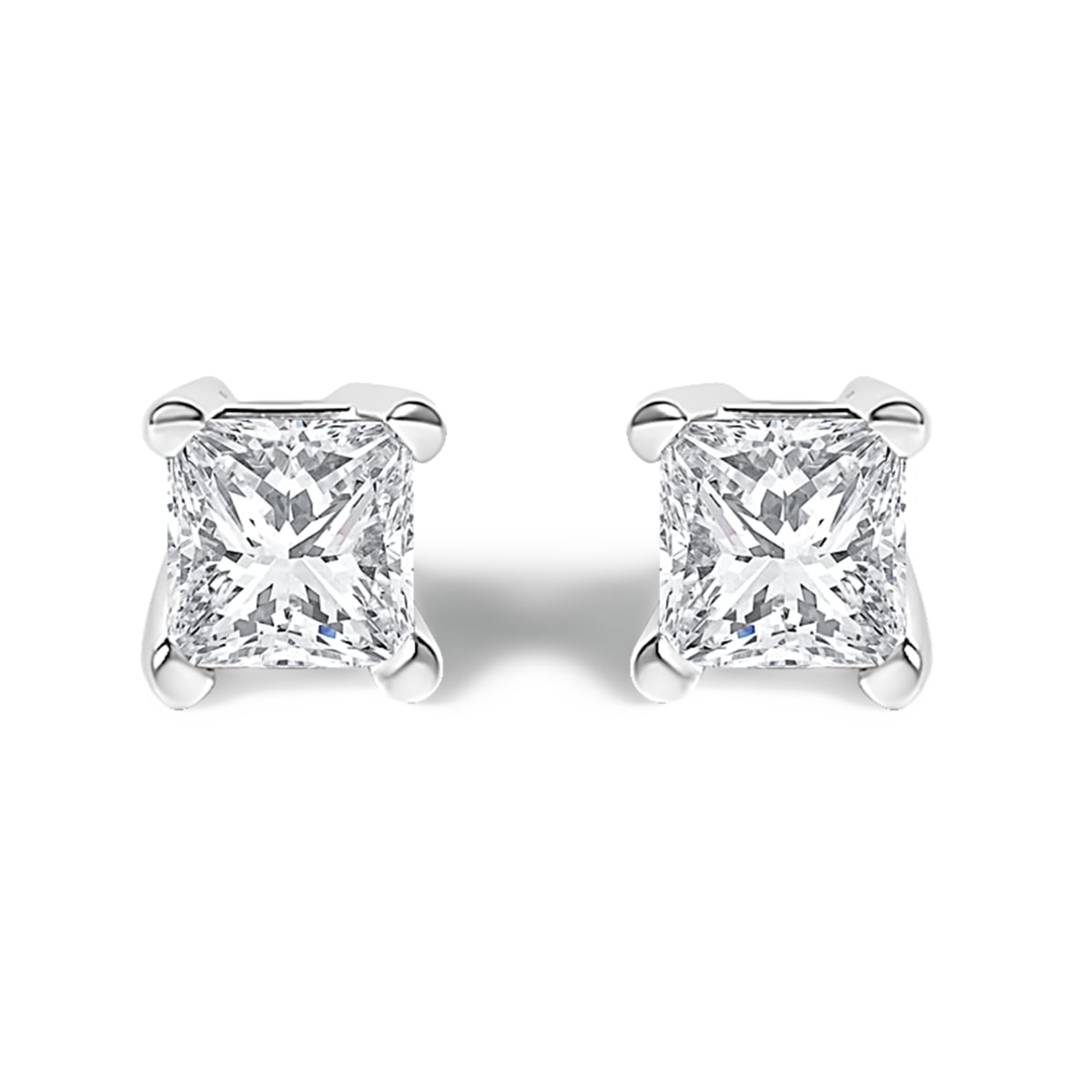 74-3431WLD 14K White Gold 0.25 CTTW Princess Cut Lab Grown Diamond Solitaire Stud Earrings for Women