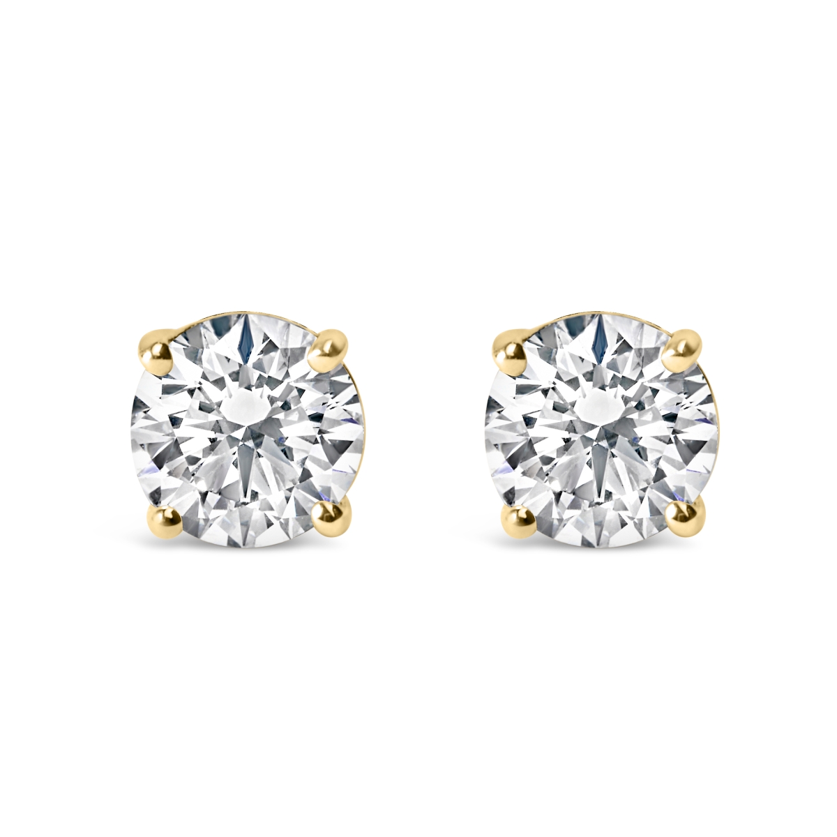 74-4894YLD 14K Yellow Gold 2.00 CTTW Lab Grown Round Brilliant Cut Diamond Classic 4-Prong Stud Earrings with Screw Backs for Women