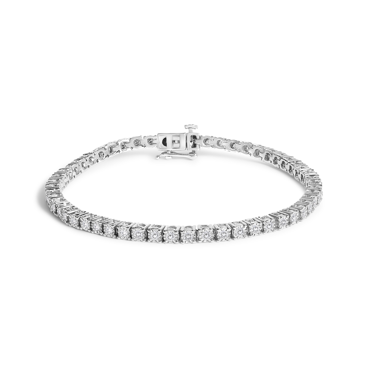 64-8124WLD 7.25 in. 14K White Gold 3.0 CTTW Lab Grown Diamond Illusion Set Miracle Plate Tennis Bracelet for Women