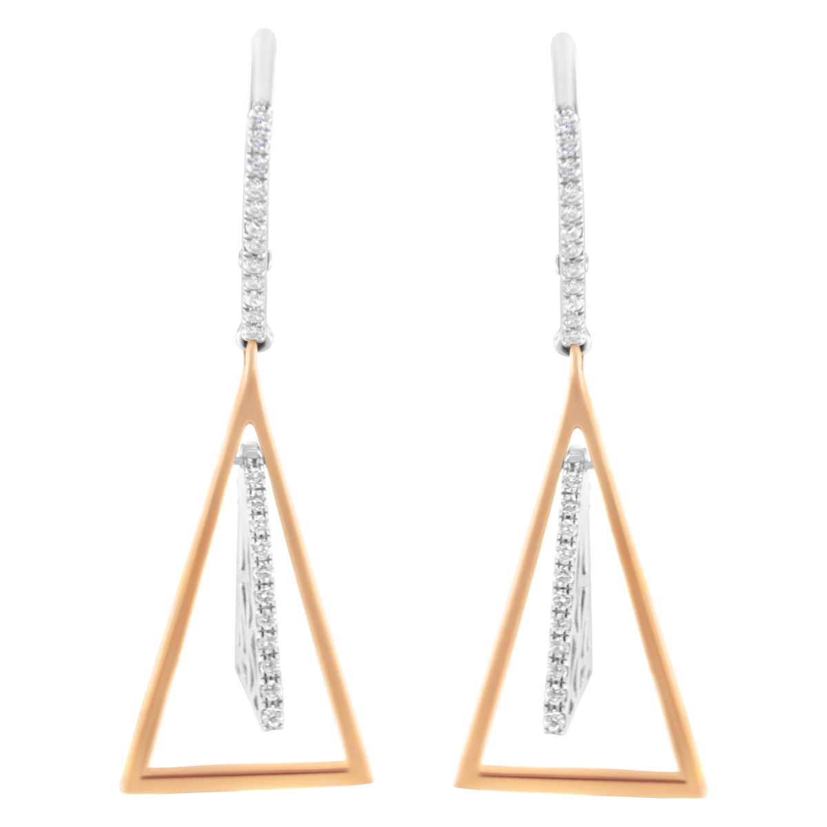 017421EANT 14K Rose & White Gold 0.37 CTTW Diamond Windchime Drop & Dangle Earring for Women
