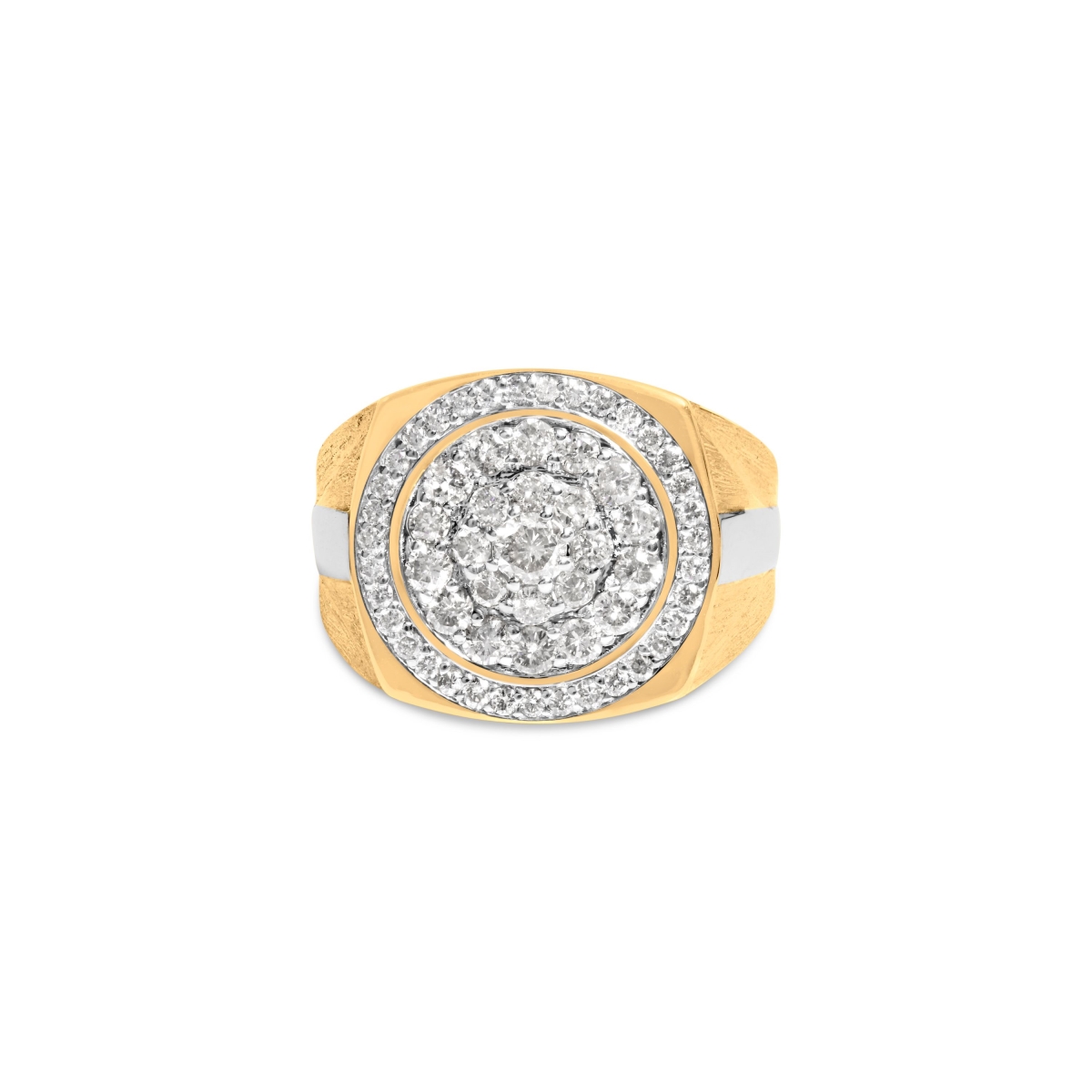 019889R100 10K Yellow Gold 1.5 CTTW Diamond Cluster & Halo Signet Ring for Men - Size 10