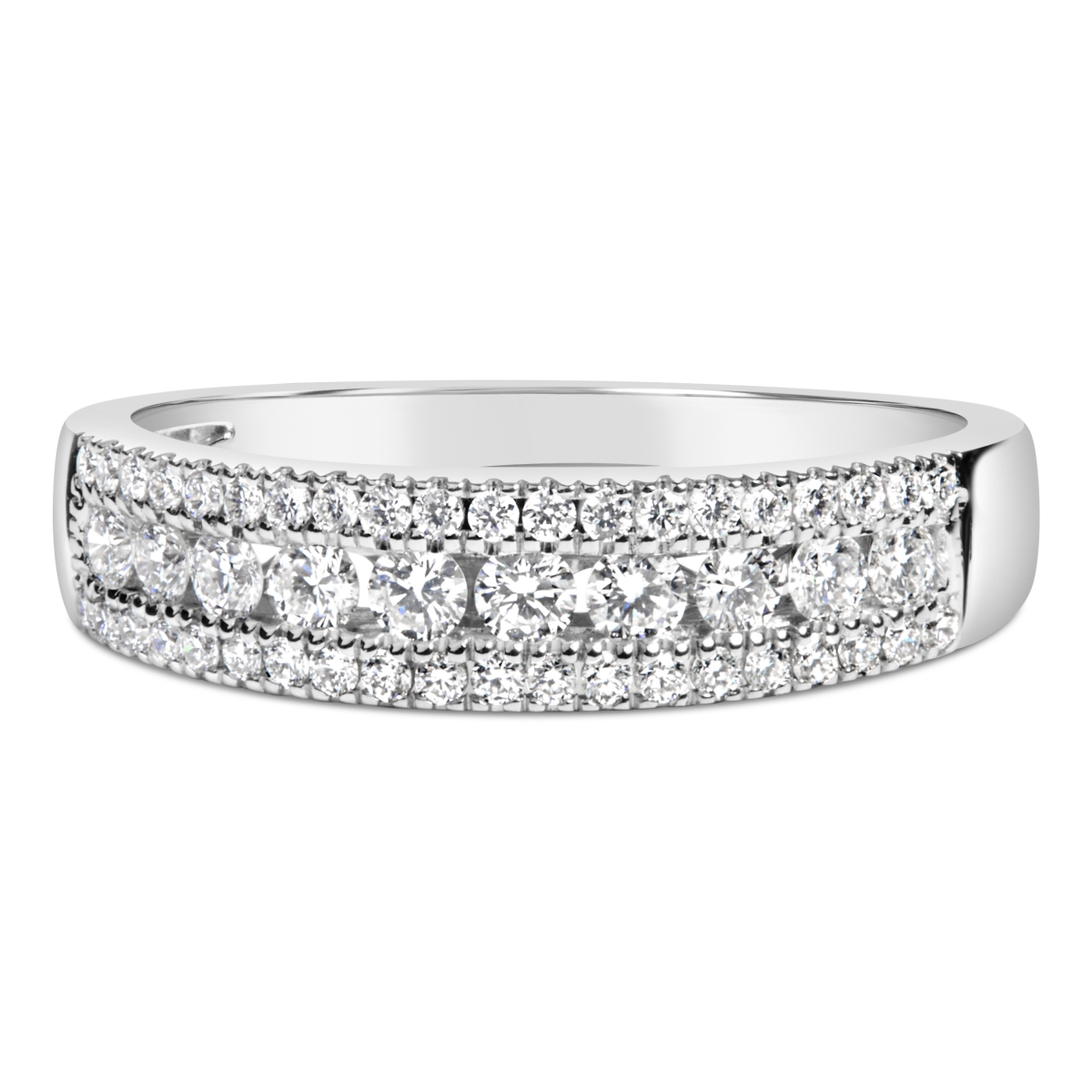 Picture of Infinite Jewels 022709RU44 14K White Gold 0.5 CTTW Diamond 3 Row Diamond Band Ring for Women - Size 5