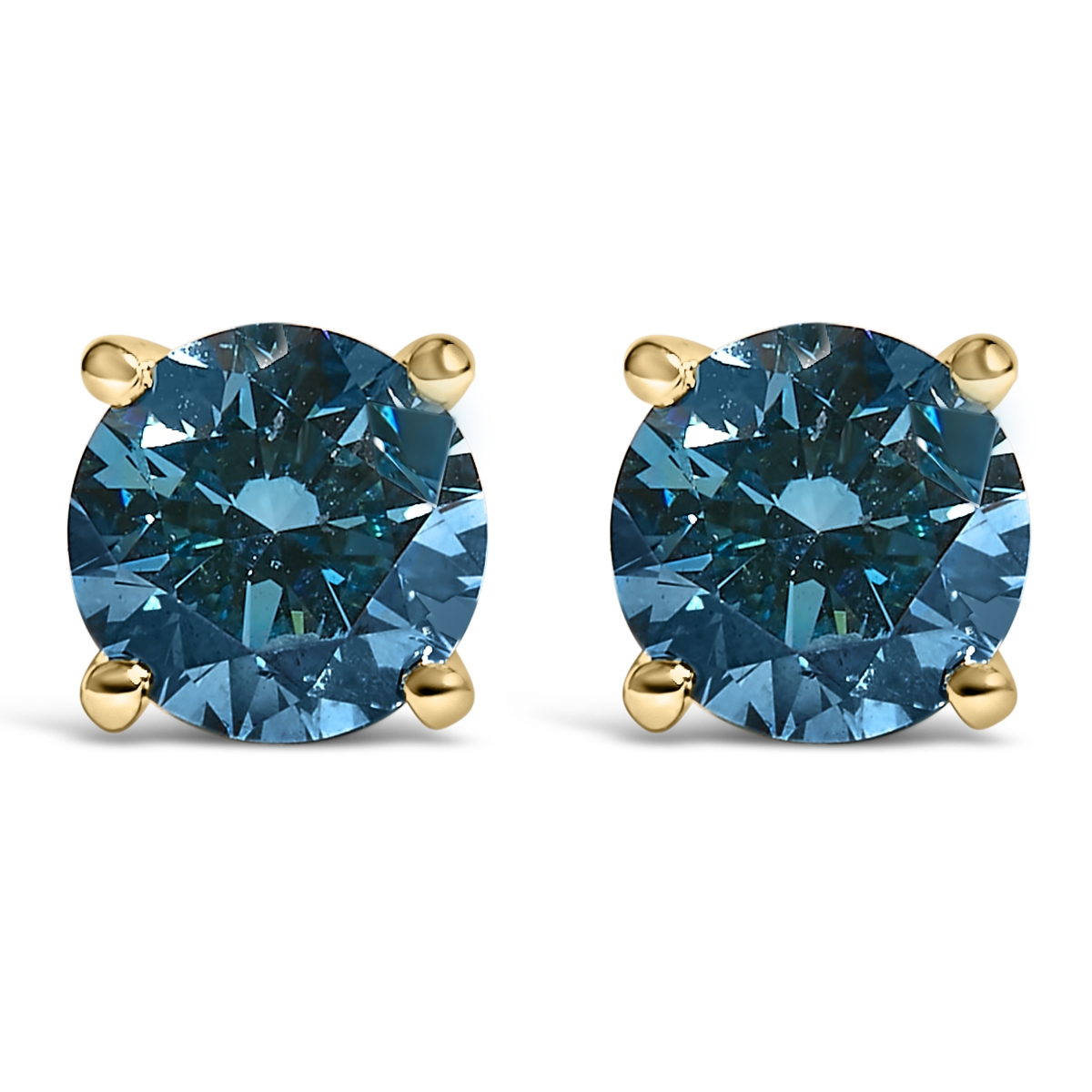 74-6002YLB 14K Yellow Gold 3.00 CTTW Blue Lab Grown Diamond Stud Earrings with Screw Backs for Women