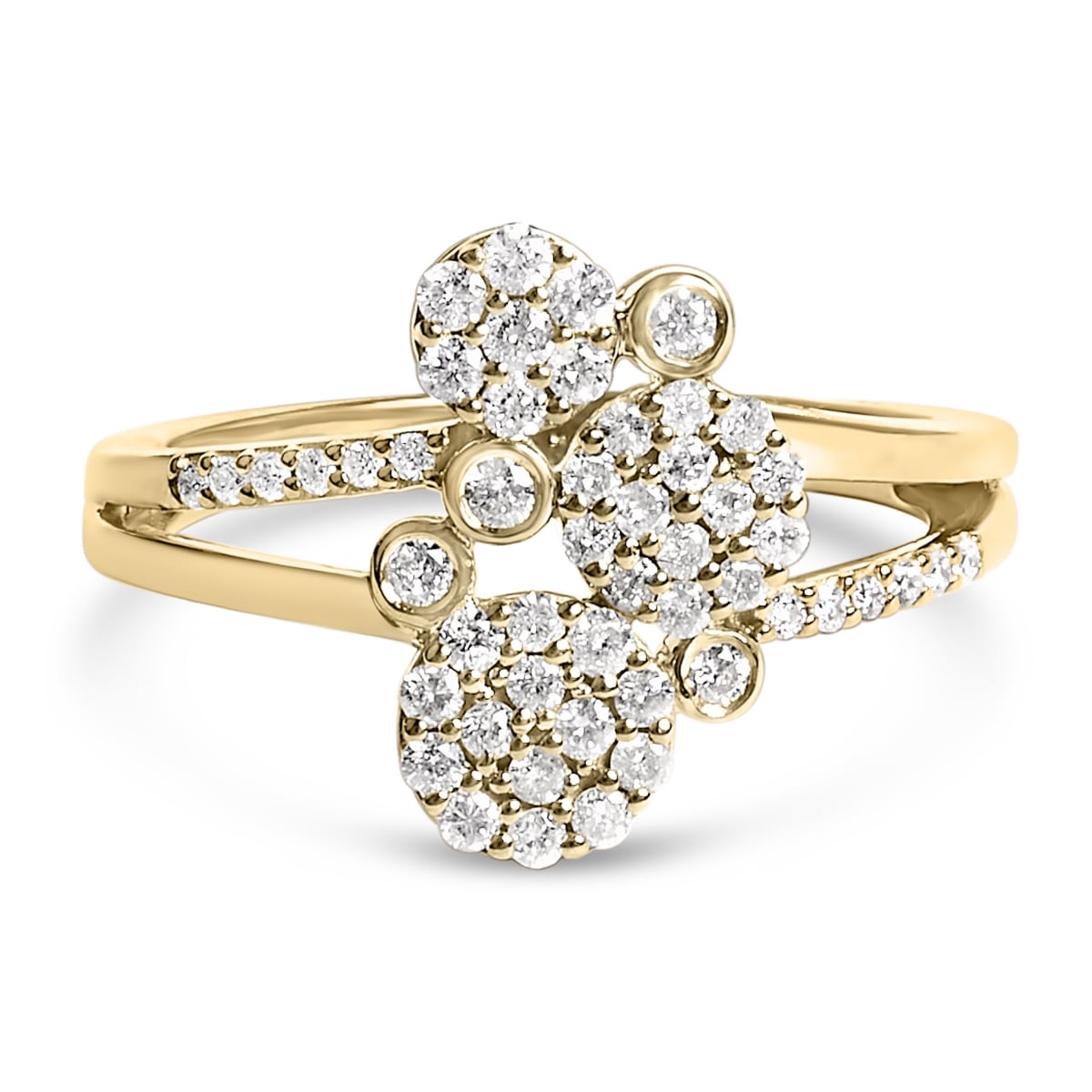 022777R500 Womens 14K Yellow Gold Plated 0.925 Sterling Silver 0.5 CTTW Diamond Scatter Composite Bypass Ring - Size 5