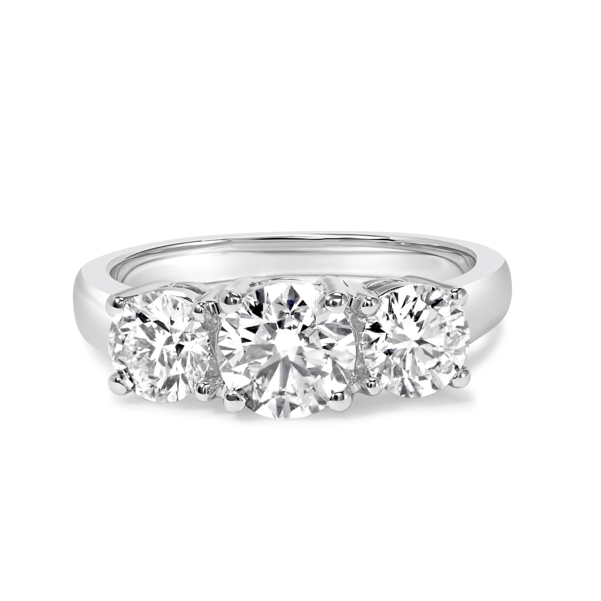 023184R600 14K White Gold 3.0 CTTW Lab Grown Diamond 3 Stone Band Ring for Women - Size 6