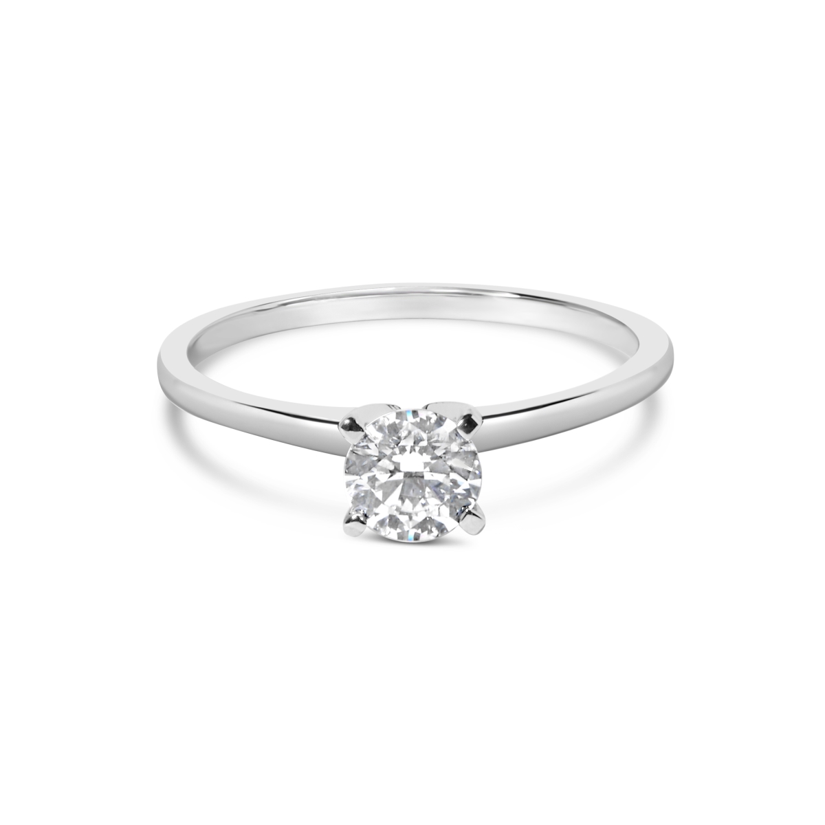 021446R700 14K White Gold 0.5 CTTW Round Lab Grown Diamond 4 Prong Solitaire Engagement Ring - Size 7