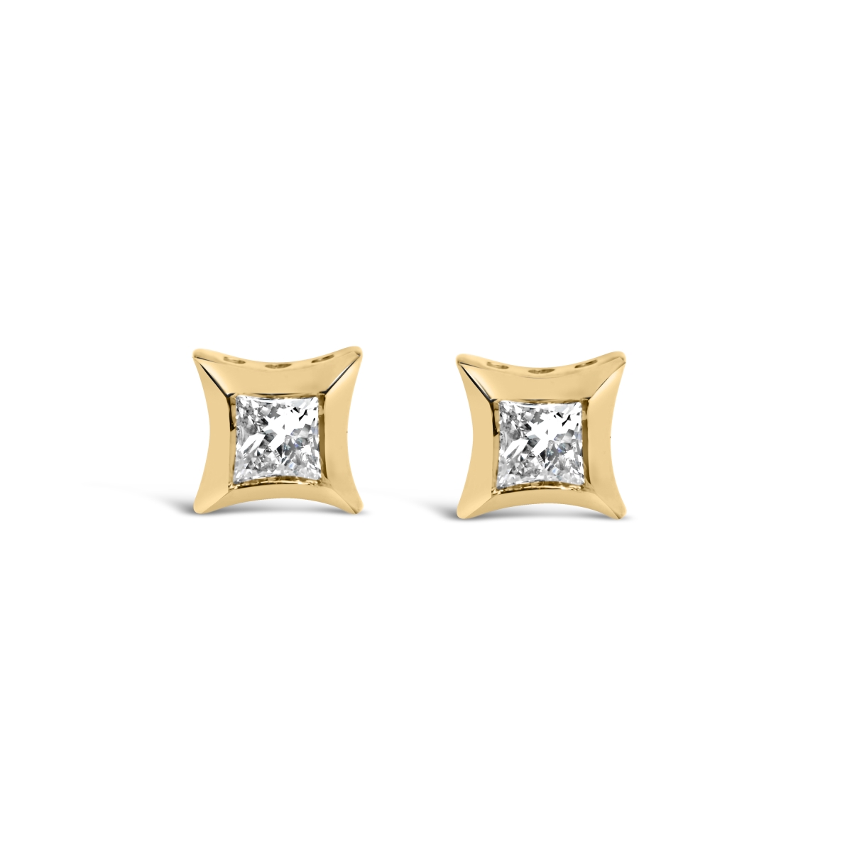 71-5854YDM 10K Yellow Gold 0.2 CTTW Invisible Set Princess Cut Diamond Stud Earrings for Women