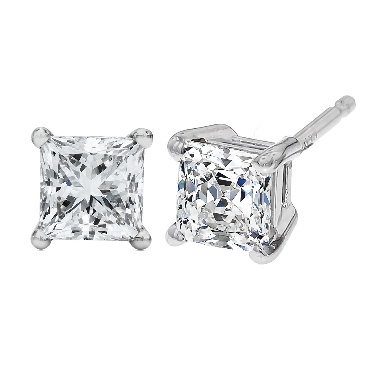 74-3433WLD 14K White Gold 0.5 CTTW Princess Cut Lab Grown Diamond Solitaire Stud Earrings for Women
