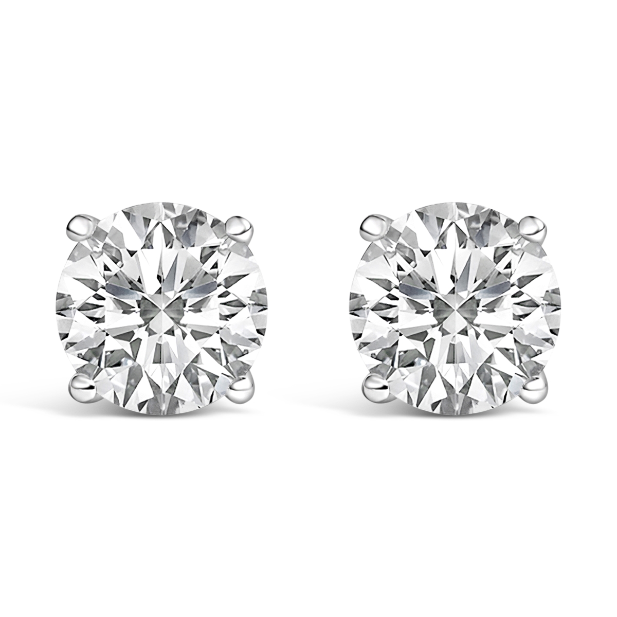 74-7808WLD 14K White Gold 7.00 CTTW Round Brilliant-Cut Lab Grown Diamond Classic 4-Prong Stud Earrings with Screw Backs - White