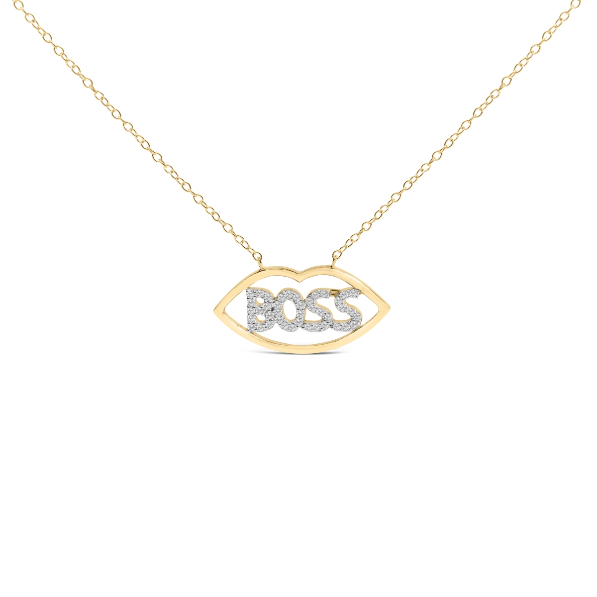 90-2773YDM 18 in. 14K Yellow Gold Plated Silver 0.25 CTTW Diamond Boss Pendant Necklace - Yellow & White