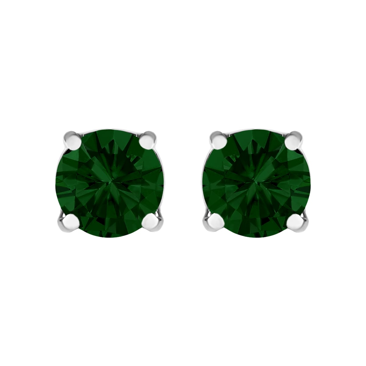 74-6009WLG 14K White Gold 1.0 CTTW Lab Grown Green Diamond Classic Solitaire Stud Earrings, White